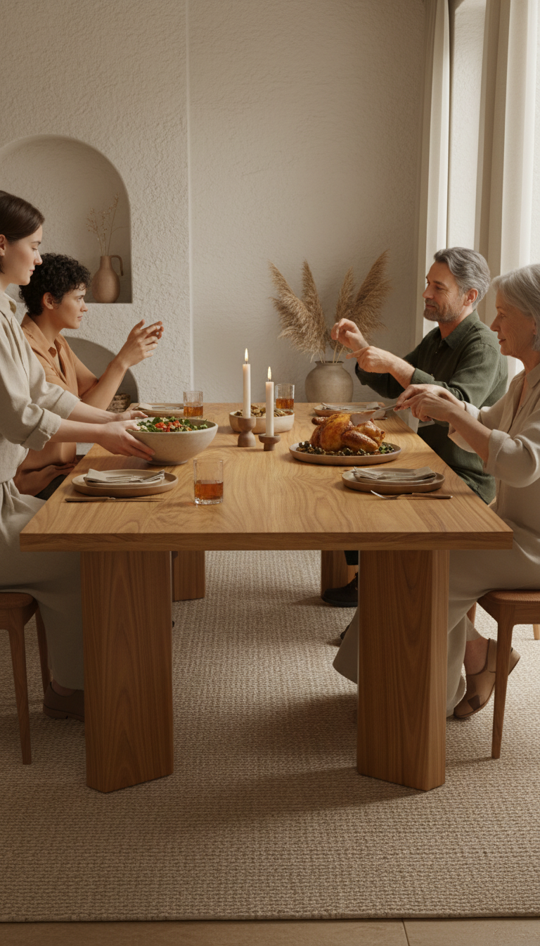 Teak Wood Dining Table in use