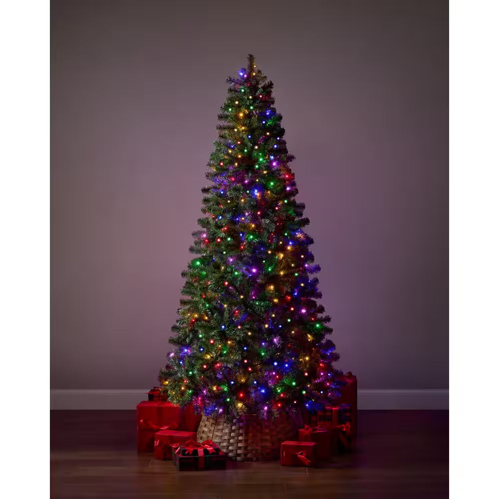 7.5 Ft Festive Pine LED Pre-Lit Artificial Christmas Tree T9