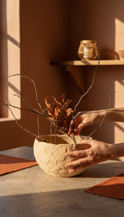Textured Accent Bowl – Raw Edge Finish in use