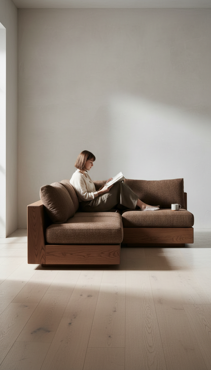 Walnut Brown Modular Sofa in use