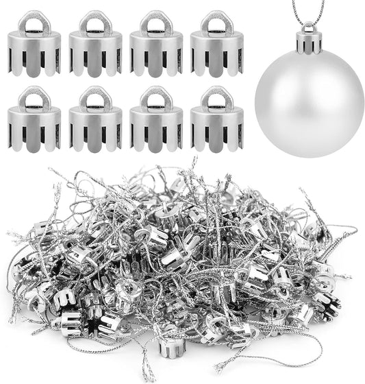 120 Pcs Silver Christmas Ornament Caps Christmas Ornament Replacement Caps