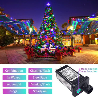 500 LED Multicolor Christmas Tree Lights Plug In