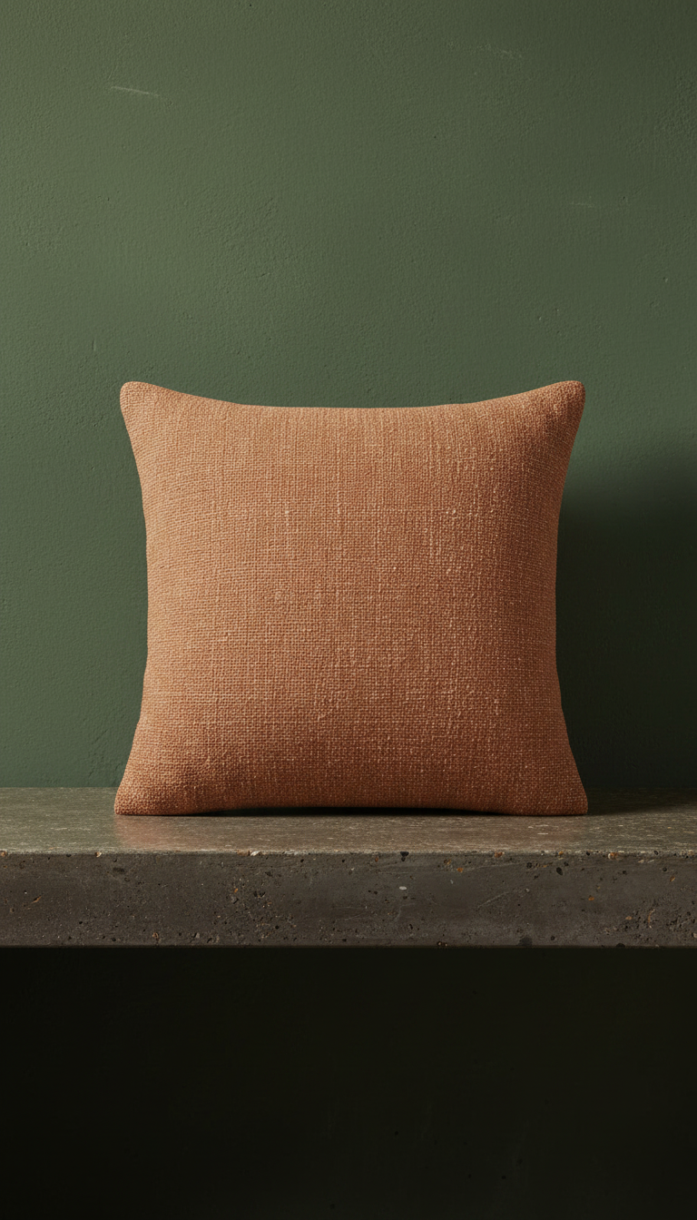 Textured Cushion Cover in Clay in a new setting