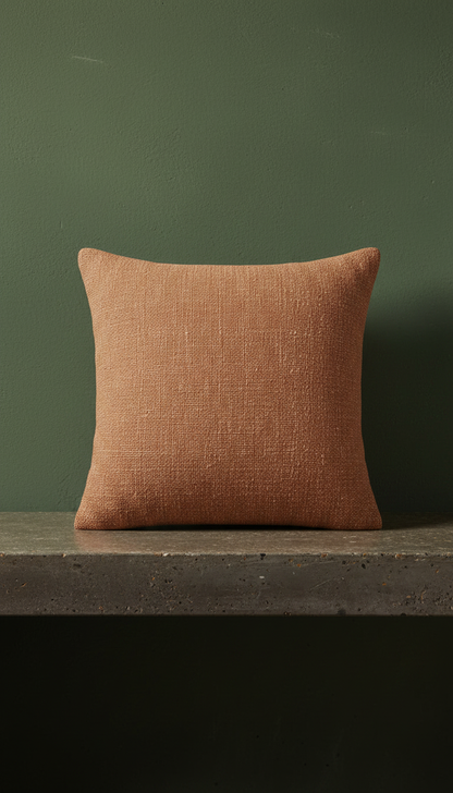 Textured Cushion Cover in Clay in a new setting