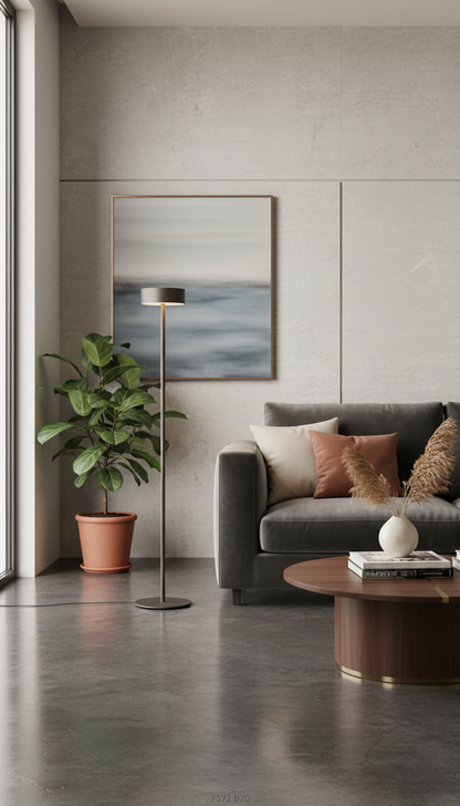 Smoked Bronze Floor Lamp With Minimalist Stem in a new setting