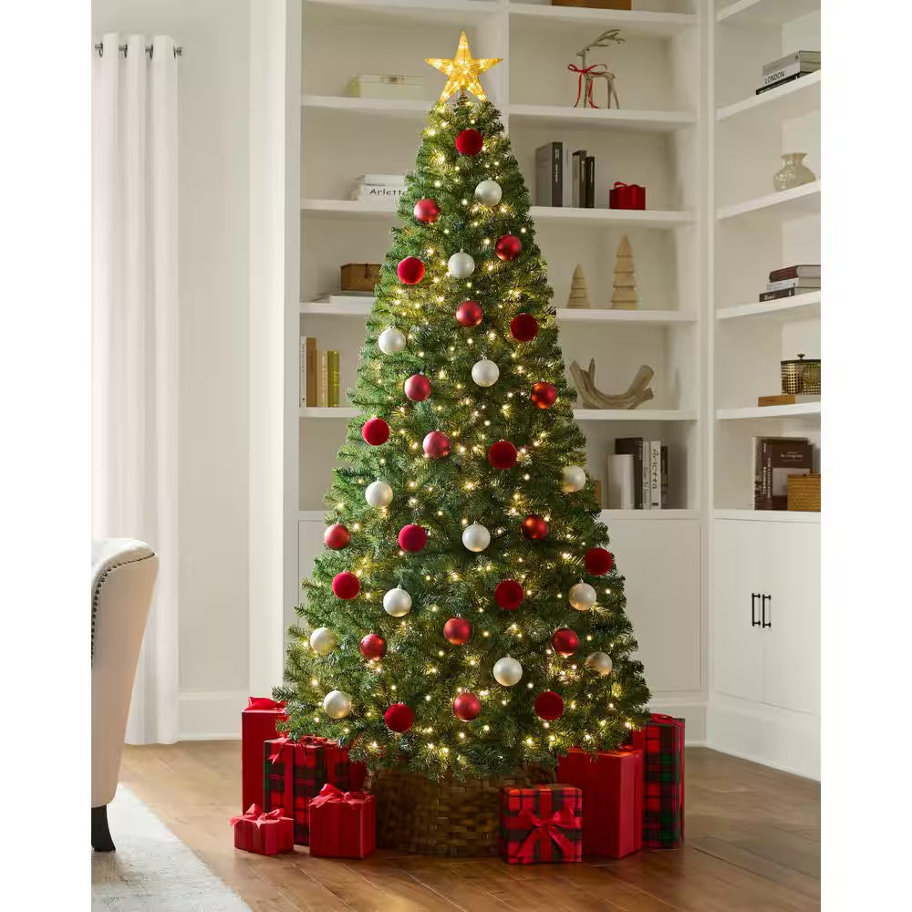 7.5 Ft Festive Pine LED Pre-Lit Artificial Christmas Tree T9