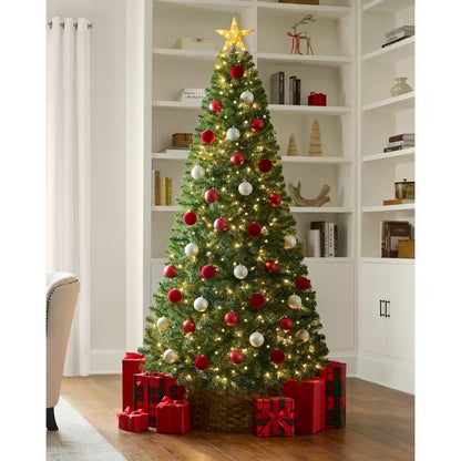 7.5 Ft Festive Pine LED Pre-Lit Artificial Christmas Tree T9